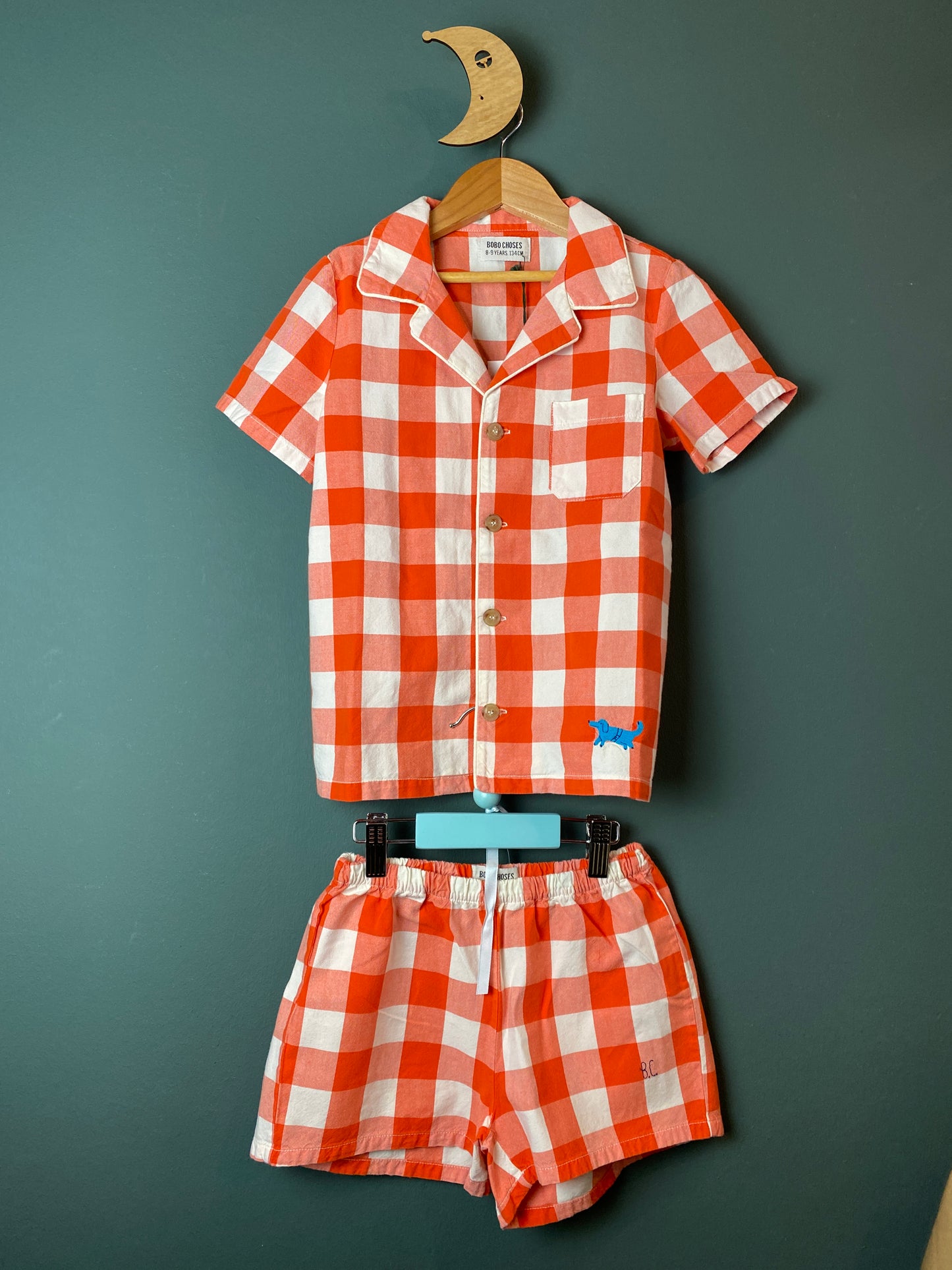 karierter Pyjama in Orange aus Baumwolle