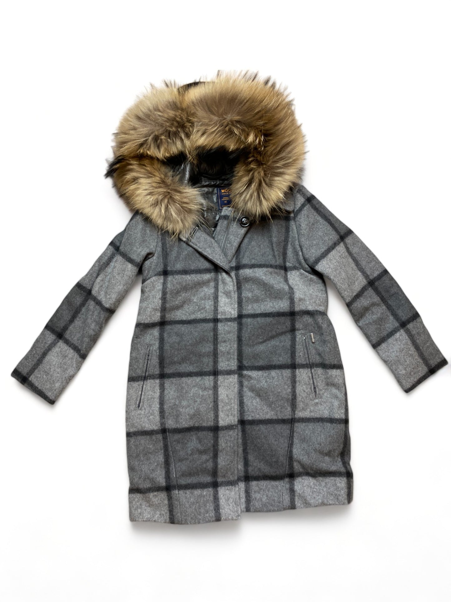 Woolrich Karomantel mit abtrennbarer Kapuze und Pelz 8 y