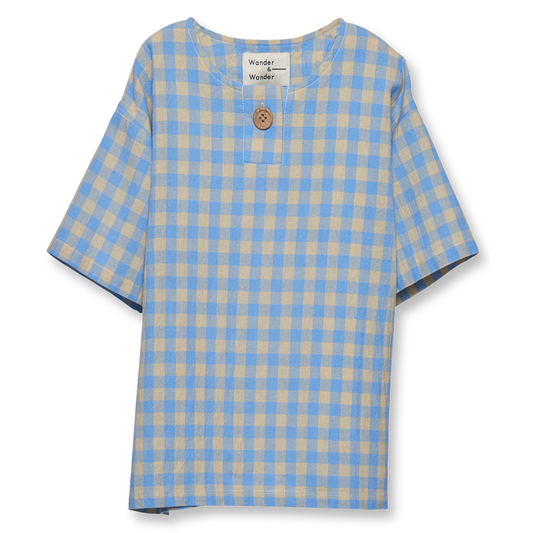 New in: Henley Shirt im blauen Check